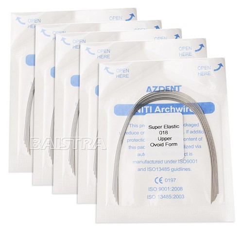 AZDENT Dental Orthodontic NiTi Round Arch Wires – Super Elastic, 5 Packs, All Sizes For Brackets